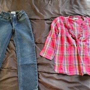 Old Navy Bottoms - girl size 6 jeans and pink top Old Navy Bottoms - girl size 6 jeans and pink top